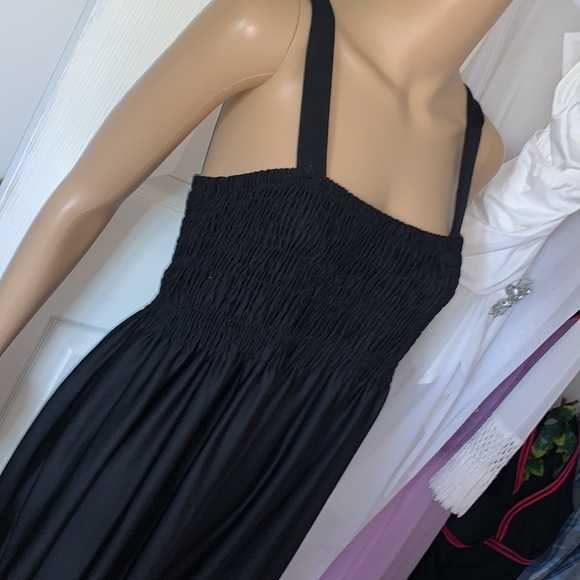 Plus size 3X black & white smocked convertible strapless maxi dress sundress 3X - Picture 4 of 14